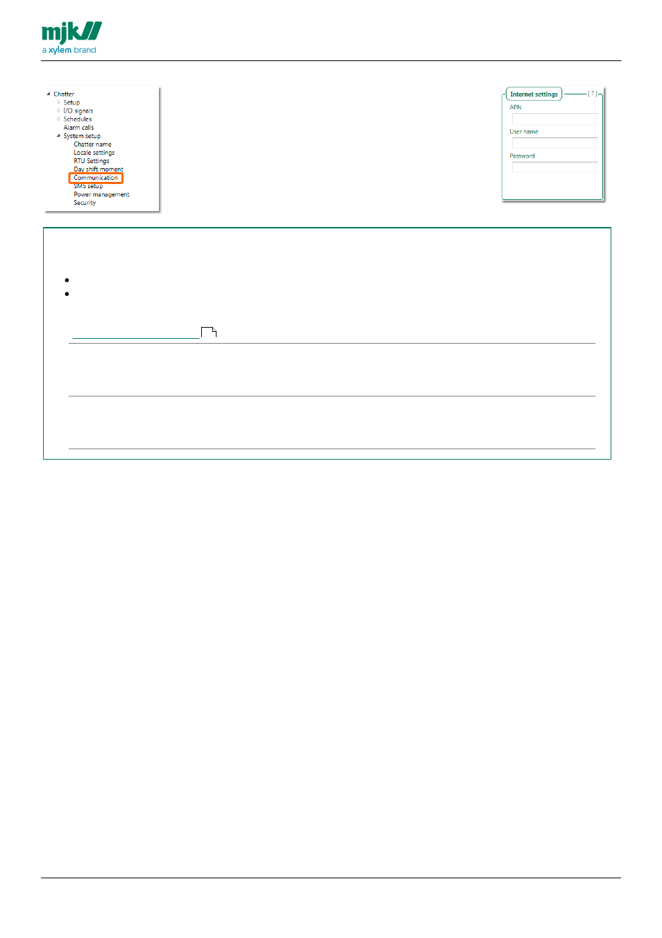 Internet settings | Xylem CHATTER RTU and E-mail User Manual | Page 119 / 205