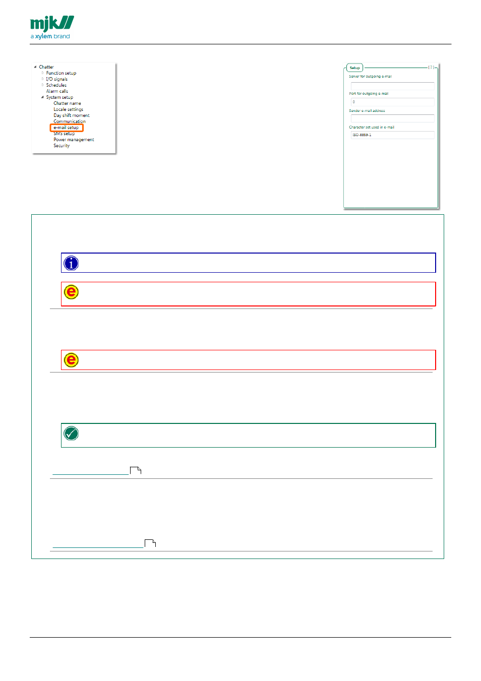 Setup, E-mail setup | Xylem CHATTER RTU and E-mail User Manual | Page 124 / 205