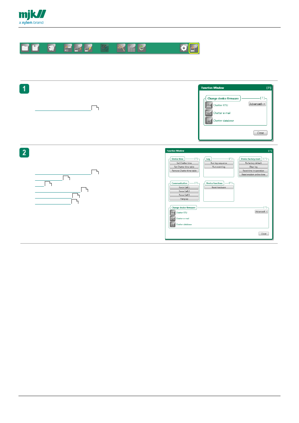 Function windows | Xylem CHATTER RTU and E-mail User Manual | Page 135 / 205