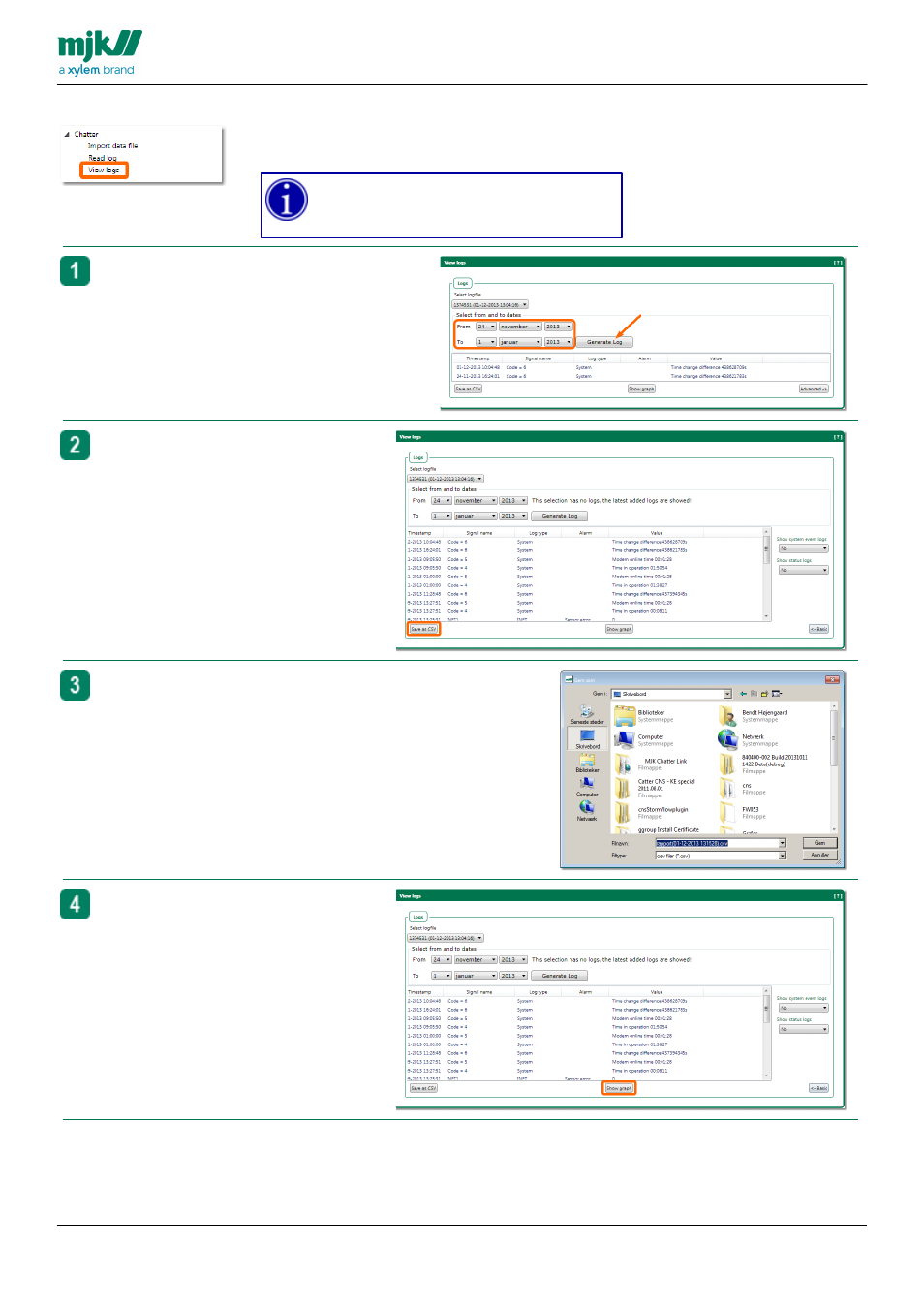 View logs | Xylem CHATTER RTU and E-mail User Manual | Page 145 / 205