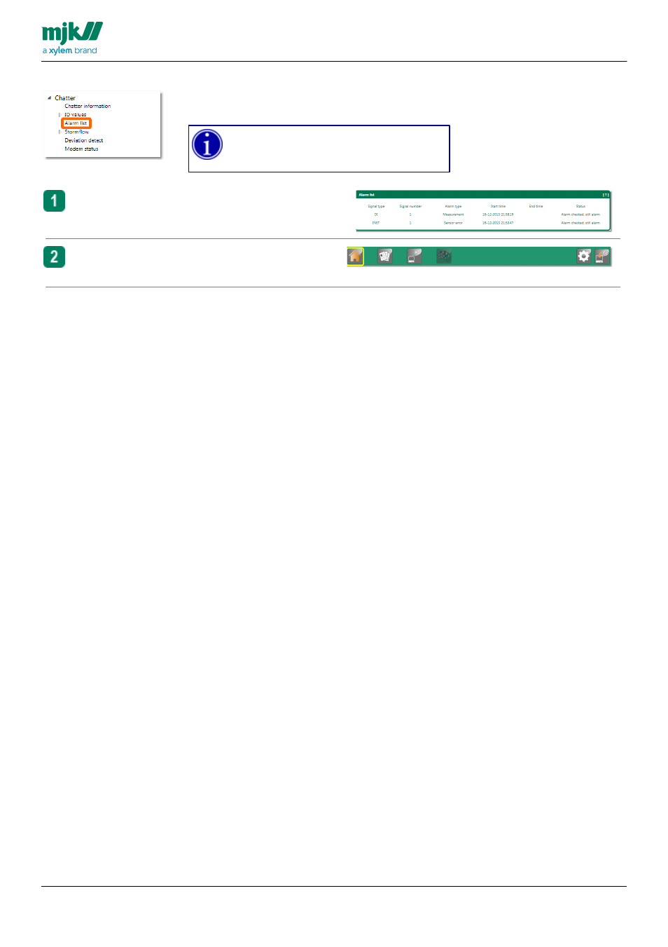 Alarm list | Xylem CHATTER RTU and E-mail User Manual | Page 152 / 205