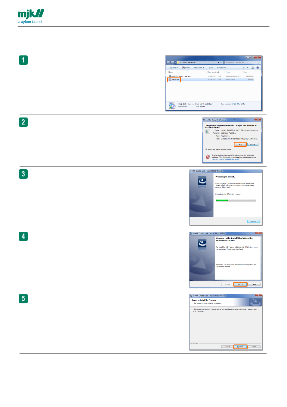 Appendix a, Install the chatter™ link on your pc | Xylem CHATTER RTU and E-mail User Manual | Page 180 / 205
