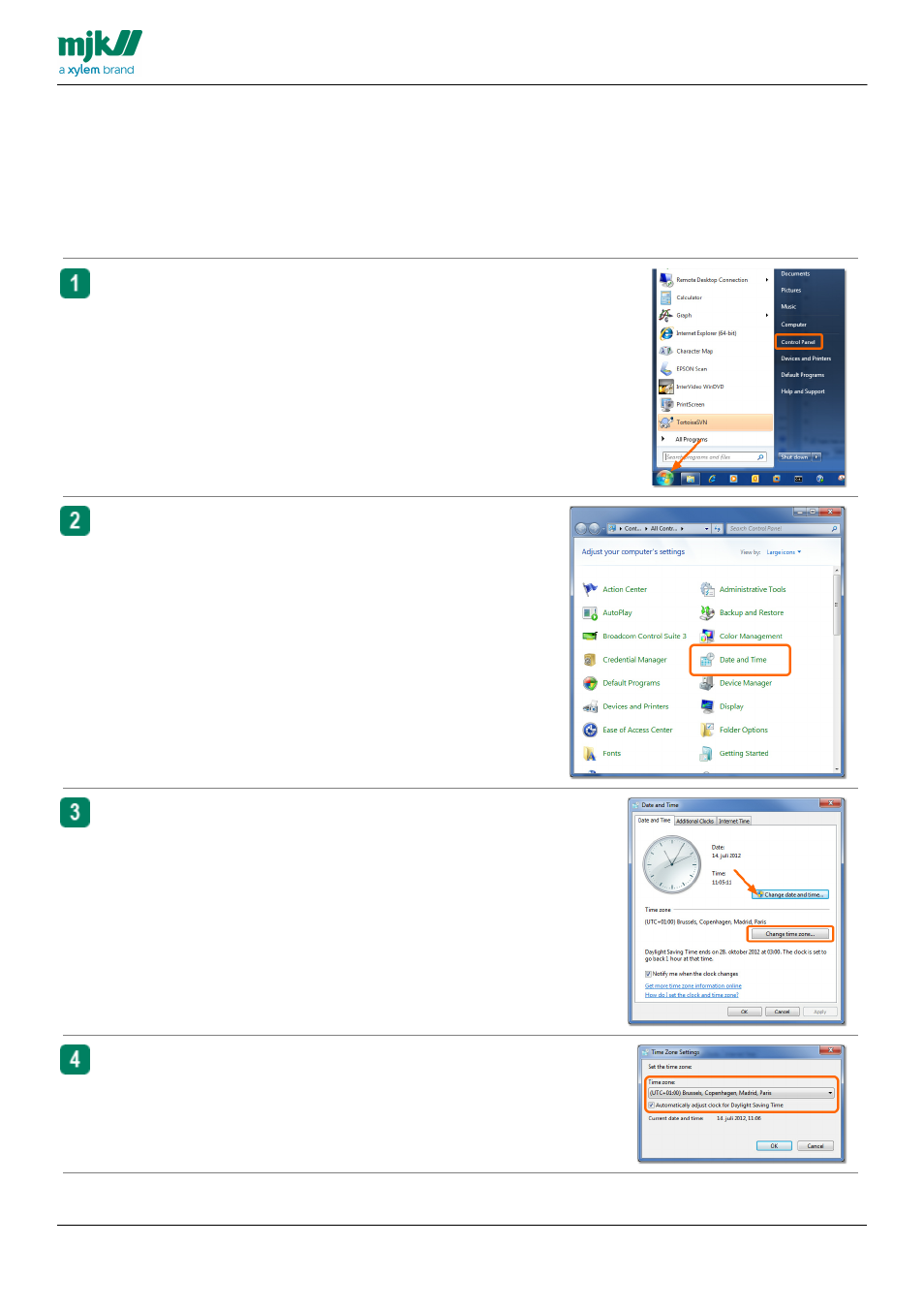 Appendix c, Setting your pc time | Xylem CHATTER RTU and E-mail User Manual | Page 183 / 205