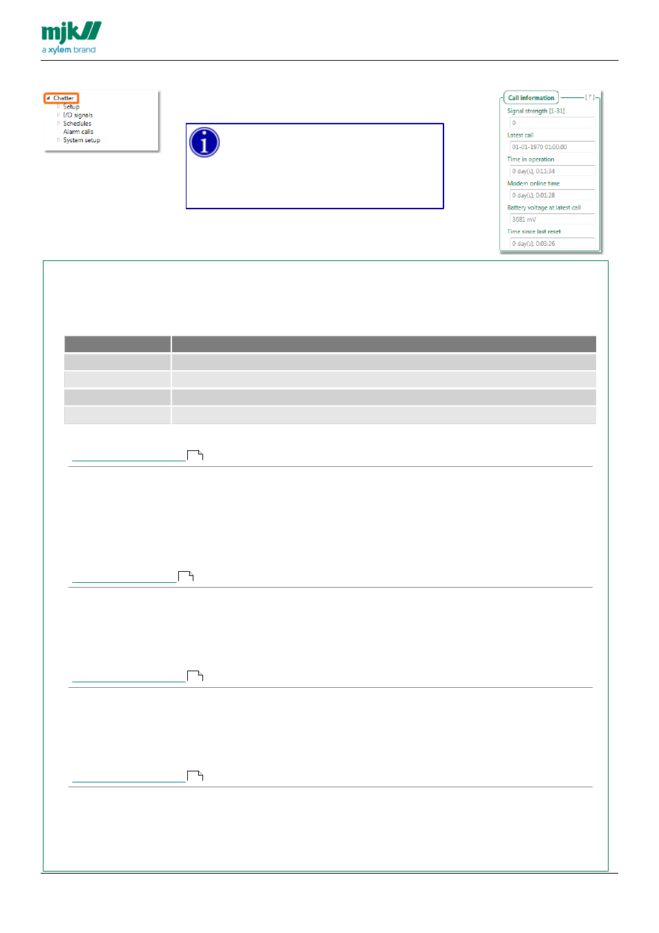 Call information pane | Xylem CHATTER RTU and E-mail User Manual | Page 50 / 205