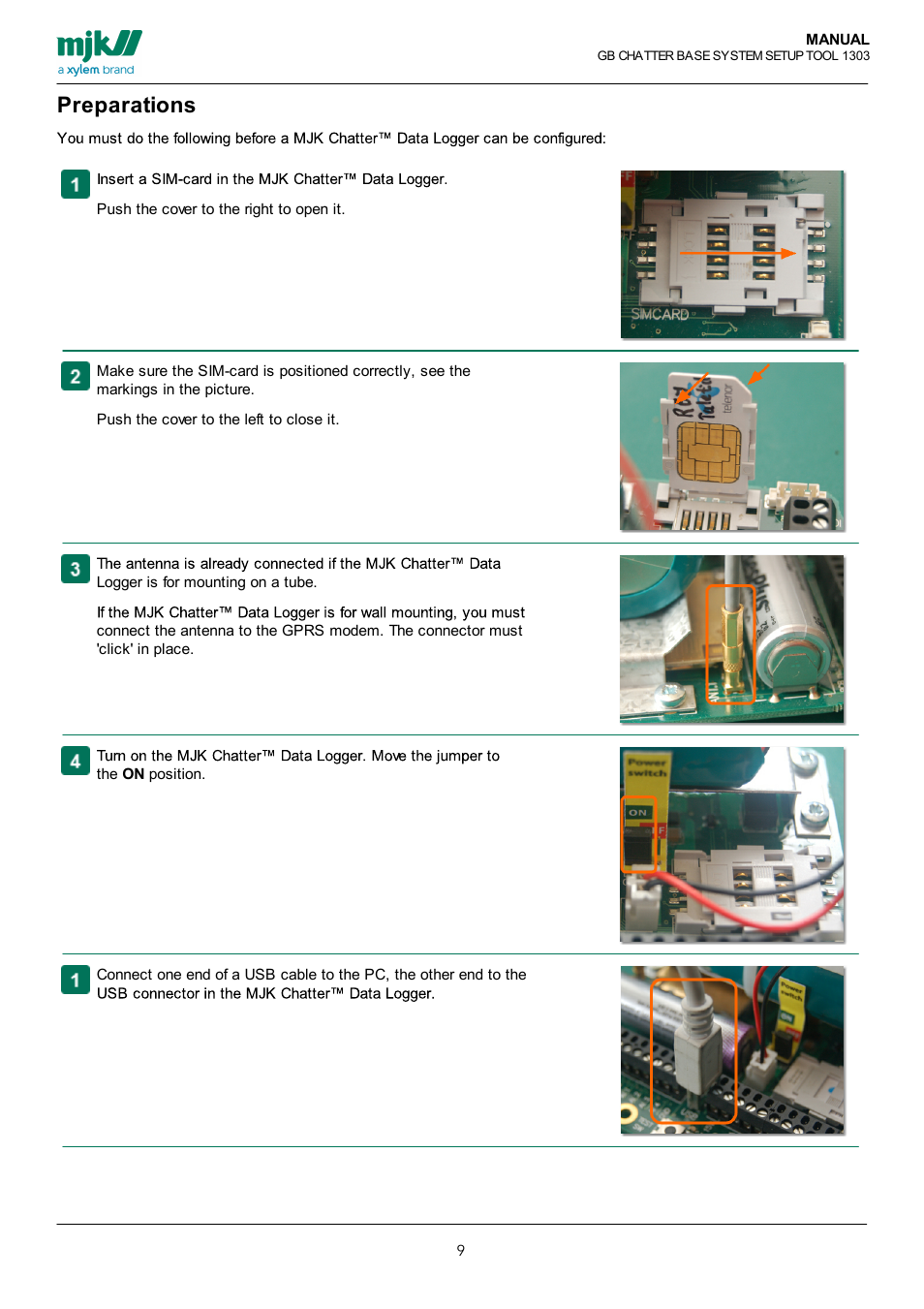 Preparations | Xylem CHATTER Base System Setup Tool Users Guide User Manual | Page 9 / 19