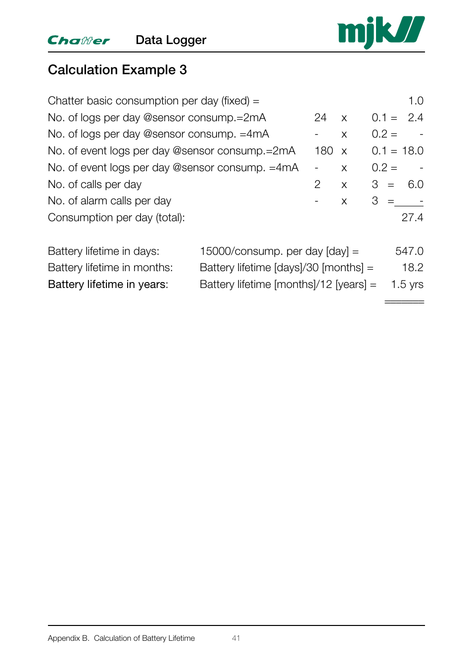 Calculation example 3 | Xylem CHATTER Hardware Manual User Manual | Page 41 / 50