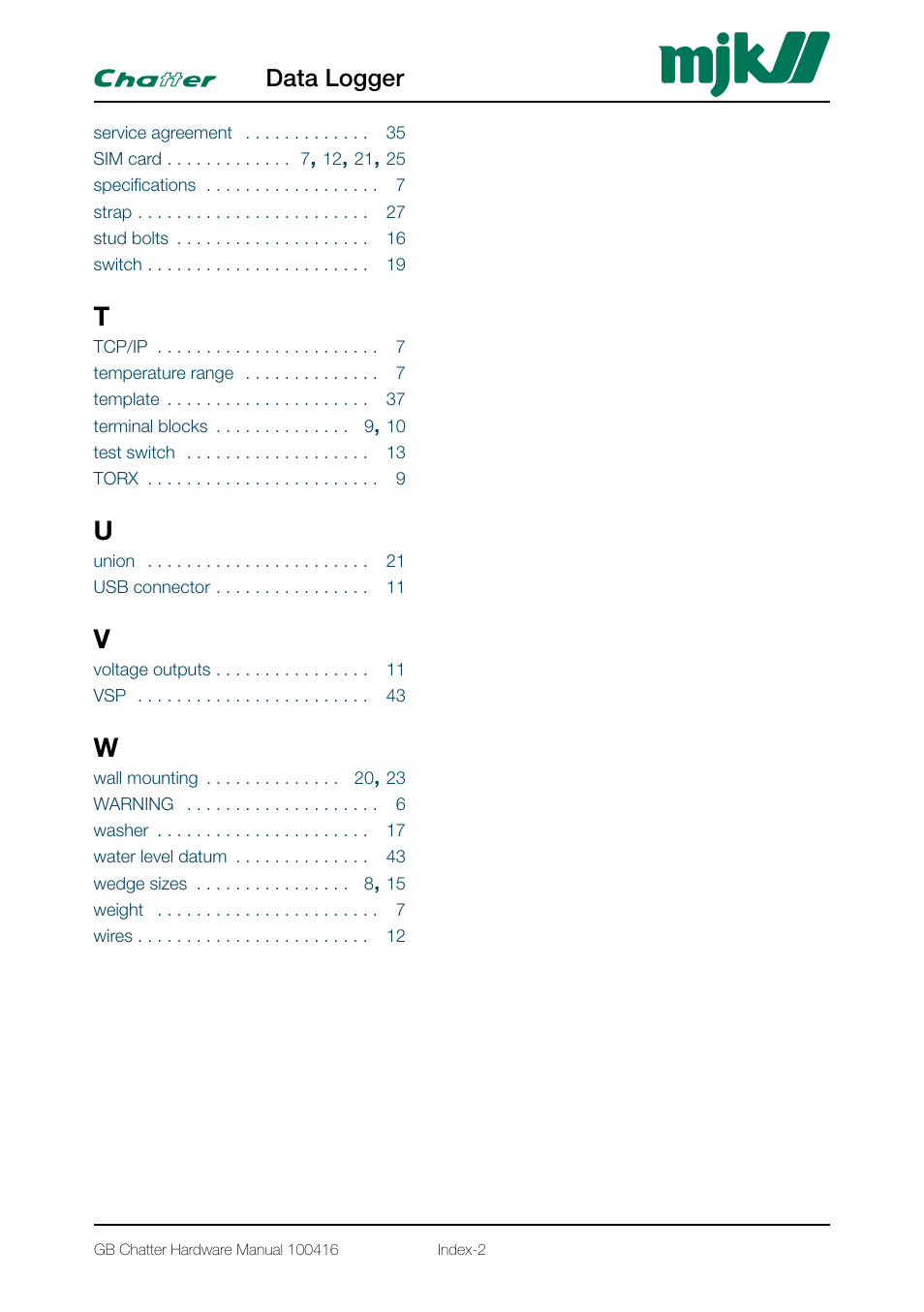 Data logger | Xylem CHATTER Hardware Manual User Manual | Page 48 / 50