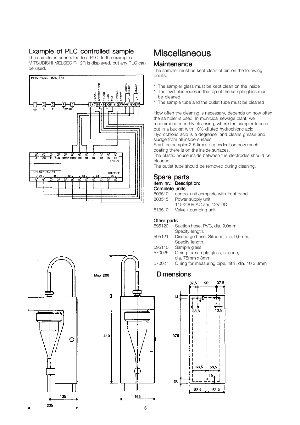 Miscellaneous | Xylem 780 LIQUID SAMPLER User Manual | Page 6 / 6