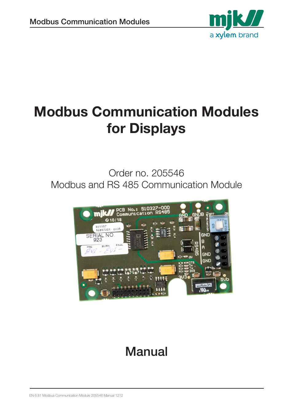 Xylem 205546 Modbus Communication Modules for Displays User Manual | 26 pages