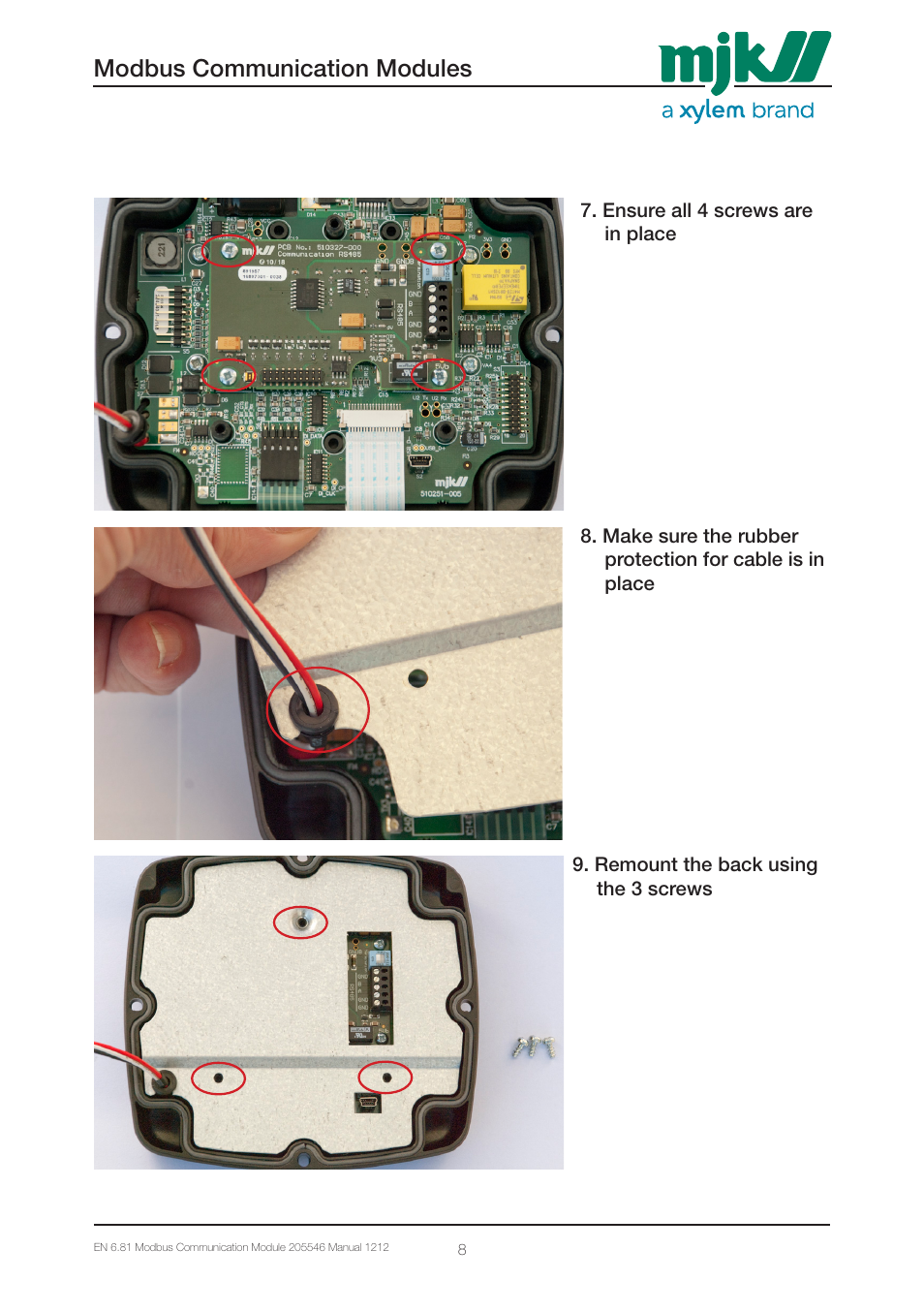 Modbus communication modules | Xylem 205546 Modbus Communication Modules for Displays User Manual | Page 8 / 26