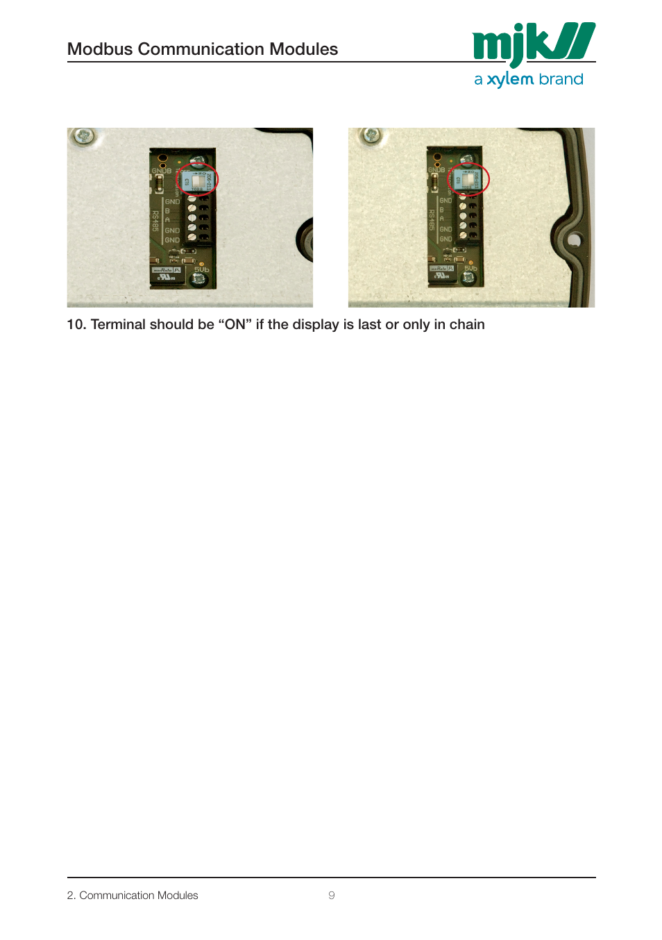 Modbus communication modules | Xylem 205546 Modbus Communication Modules for Displays User Manual | Page 9 / 26