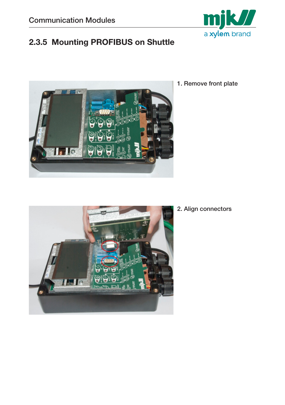5 mounting profibus on shuttle | Xylem 205547 Profibus Communication Modules User Manual | Page 12 / 30