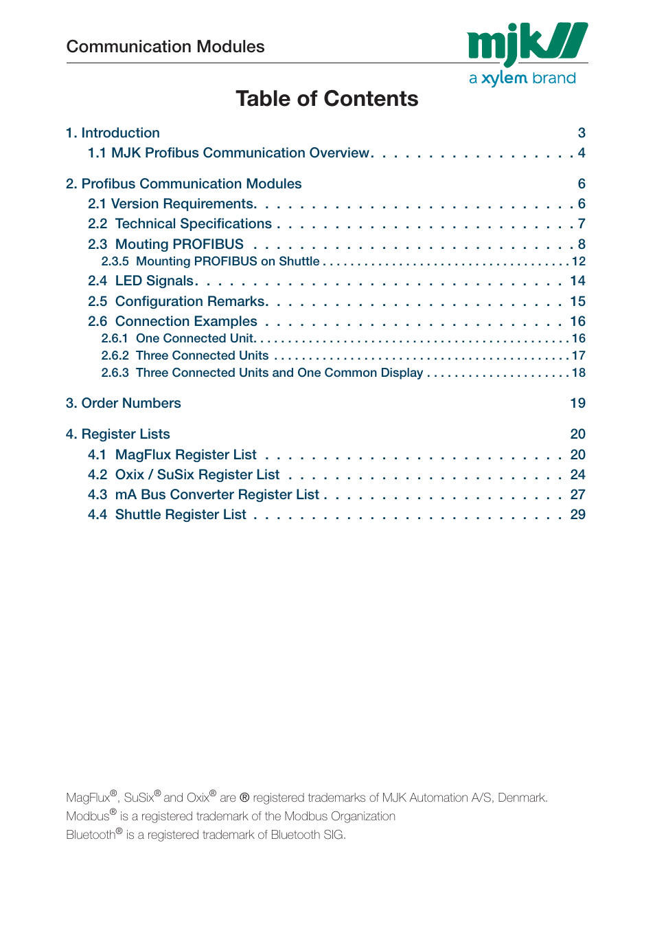 Xylem 205547 Profibus Communication Modules User Manual | Page 2 / 30