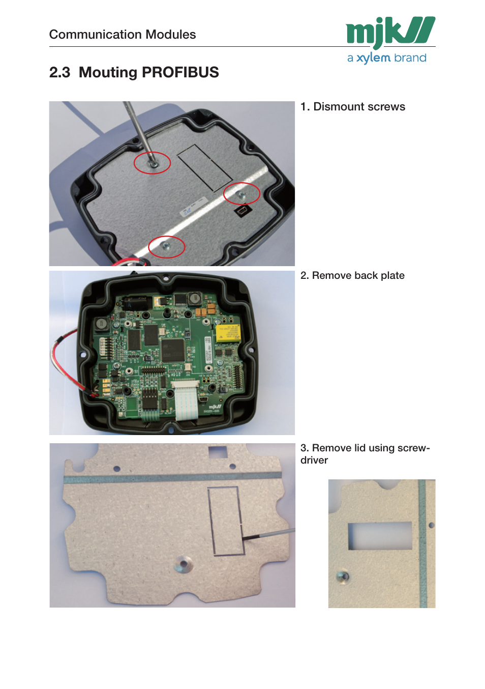 3 mouting profibus | Xylem 205547 Profibus Communication Modules User Manual | Page 8 / 30