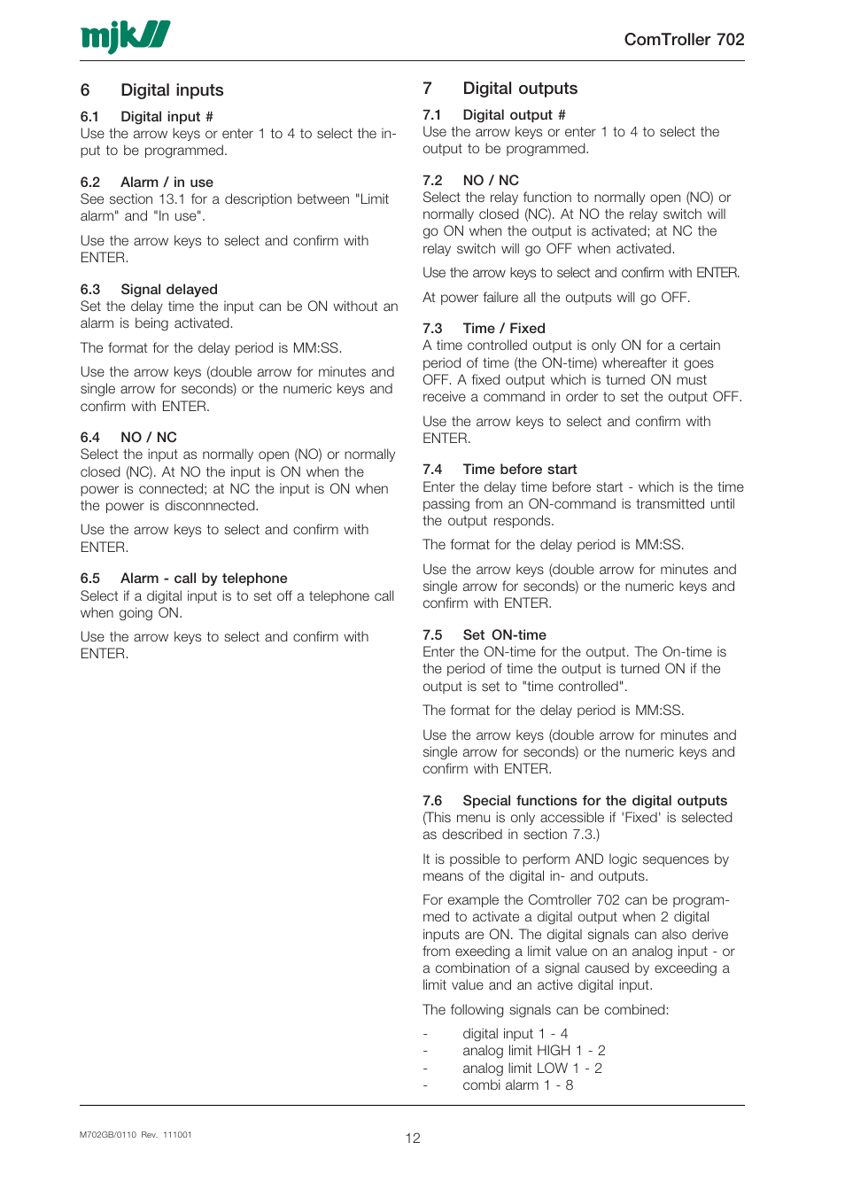Xylem 702 MJK Comtroller User Manual | Page 12 / 22