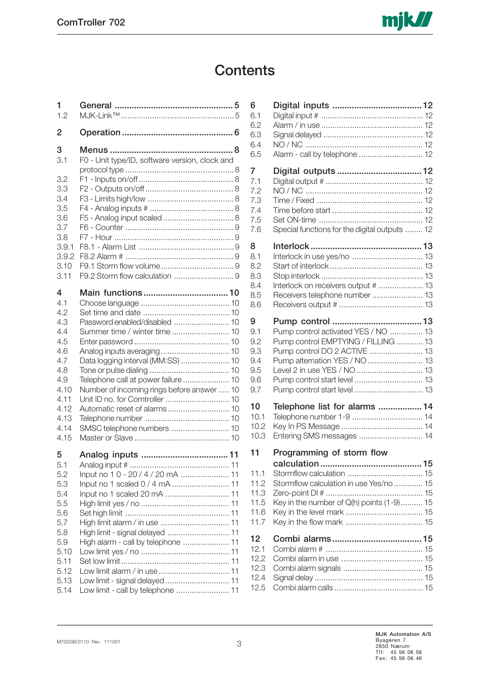 Xylem 702 MJK Comtroller User Manual | Page 3 / 22