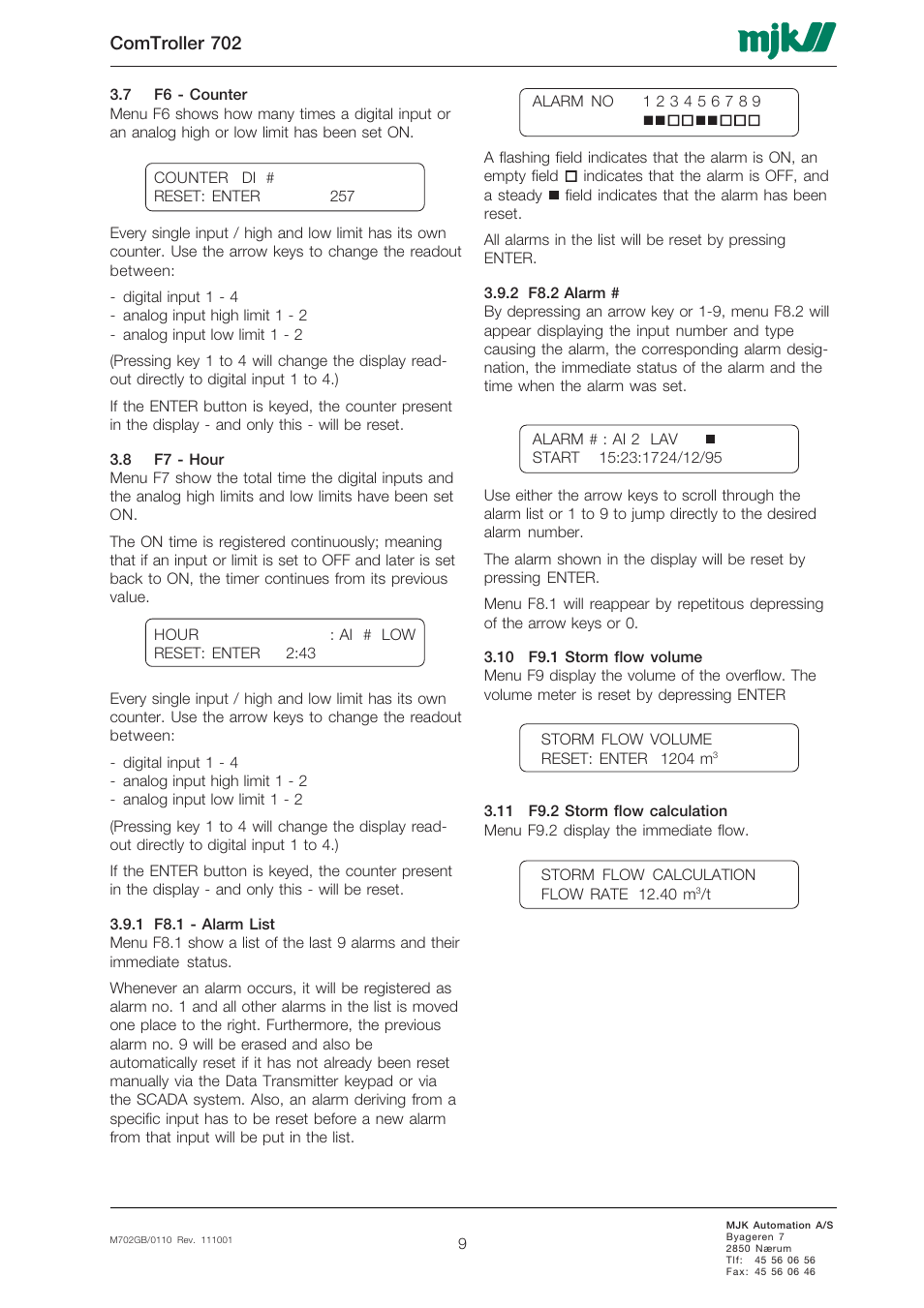 Comtroller 702 | Xylem 702 MJK Comtroller User Manual | Page 9 / 22