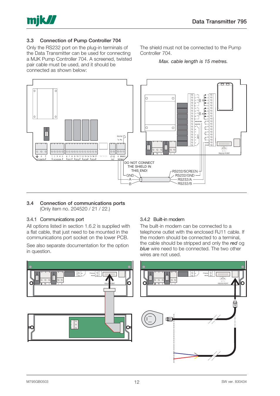 Data transmitter 795 | Xylem 795 MJK Data Transmitter User Manual | Page 12 / 54