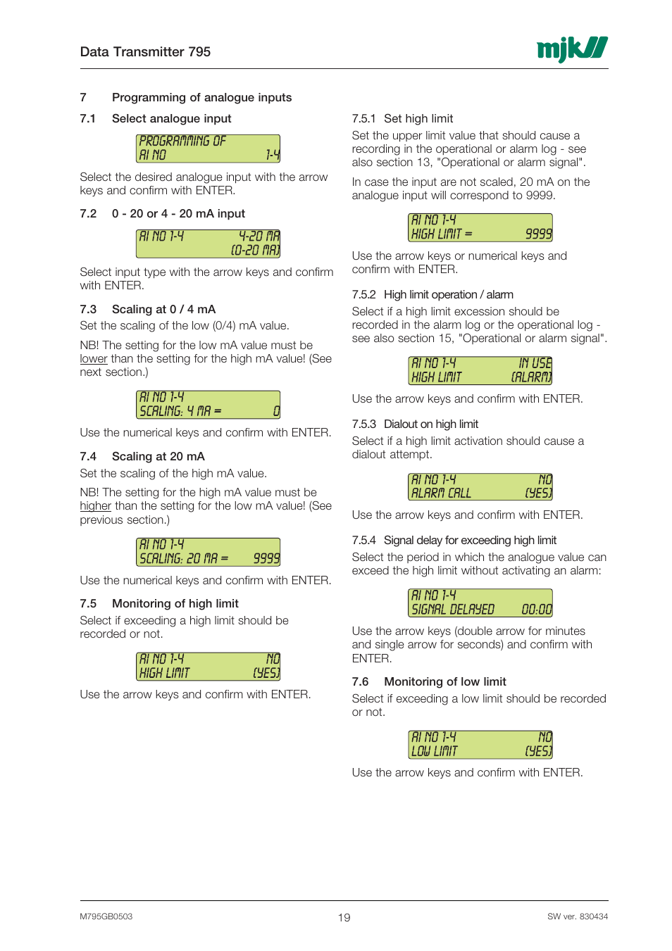 Xylem 795 MJK Data Transmitter User Manual | Page 19 / 54