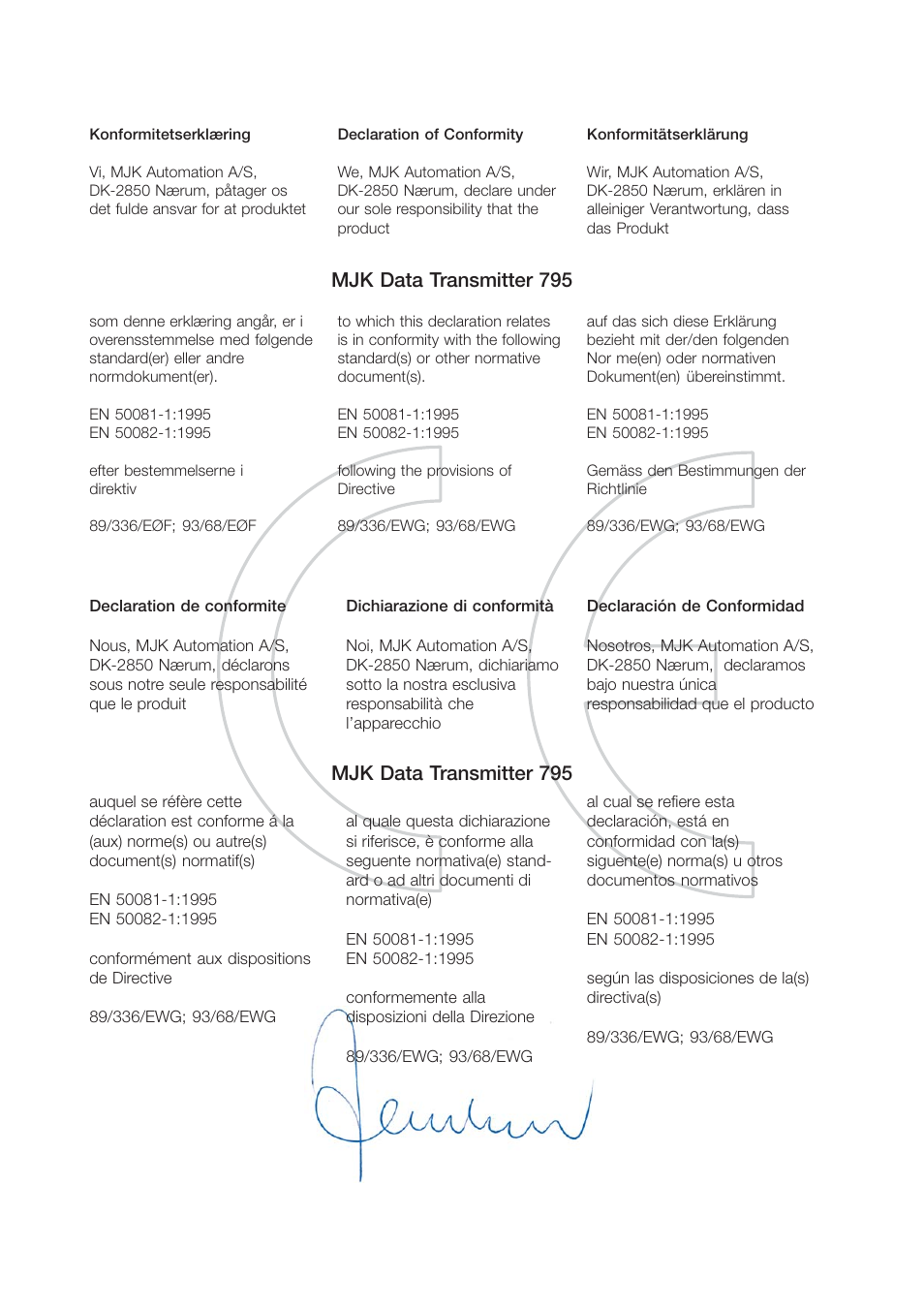 Mjk data transmitter 795 | Xylem 795 MJK Data Transmitter User Manual | Page 2 / 54