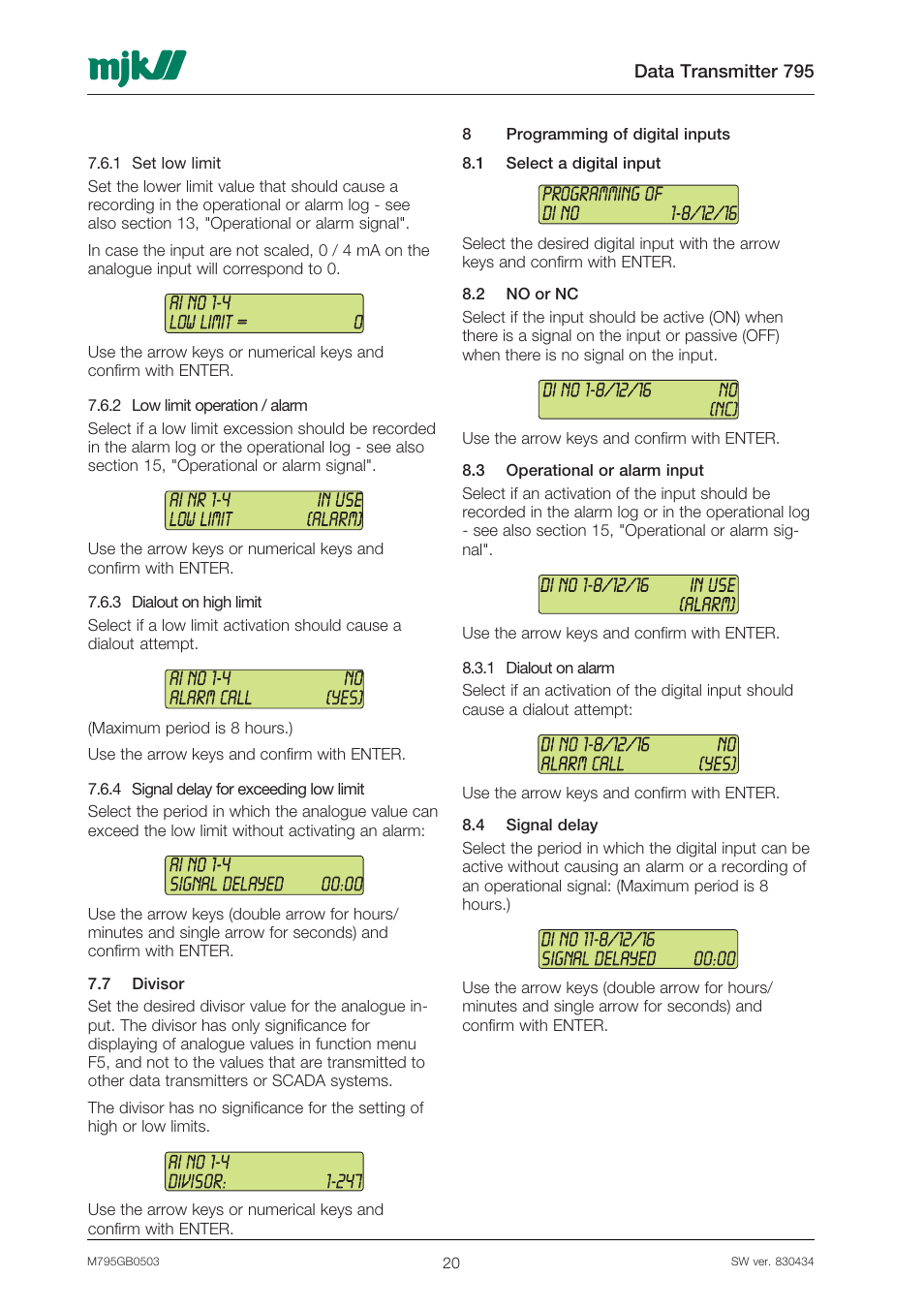 Xylem 795 MJK Data Transmitter User Manual | Page 20 / 54