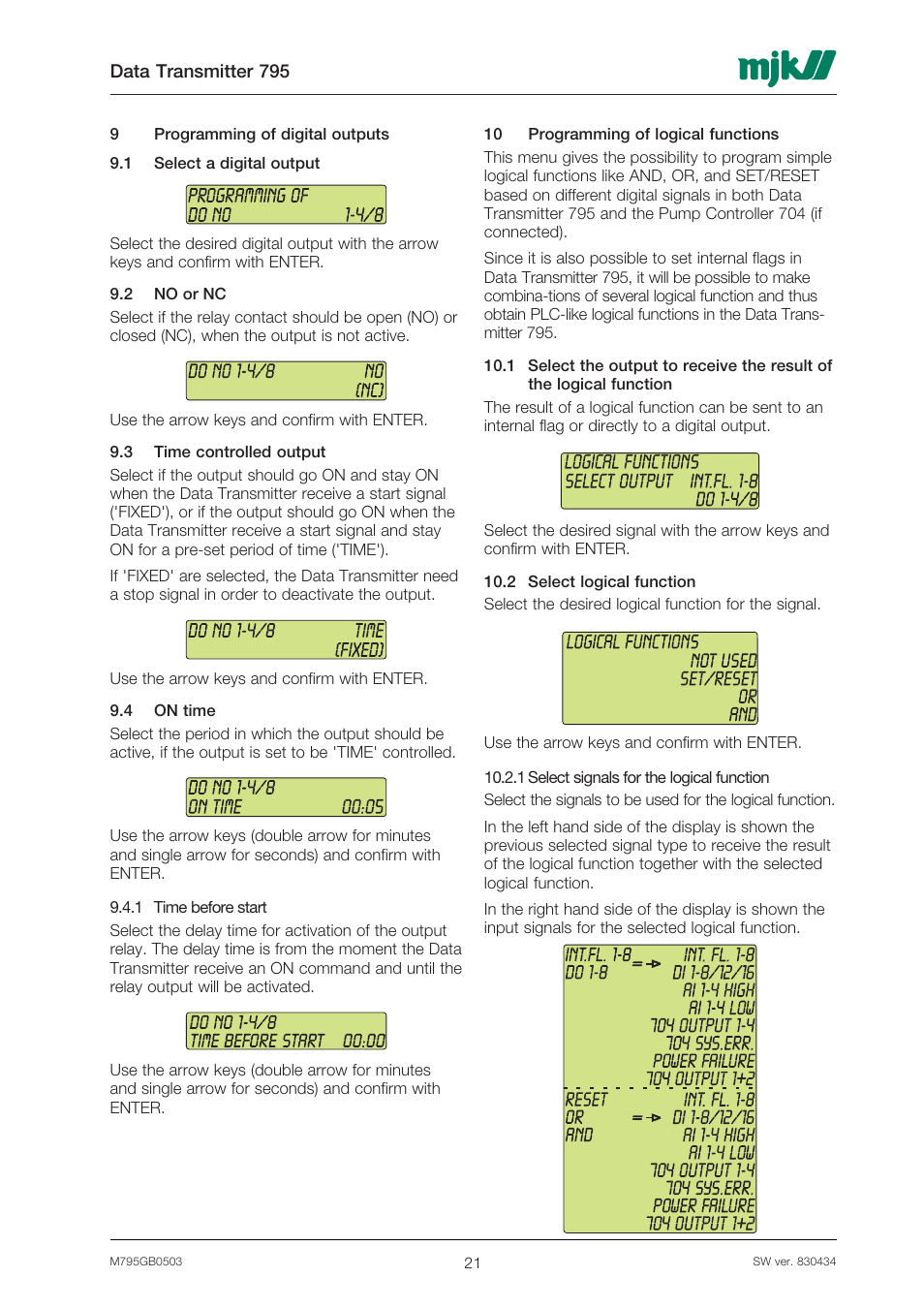 Xylem 795 MJK Data Transmitter User Manual | Page 21 / 54