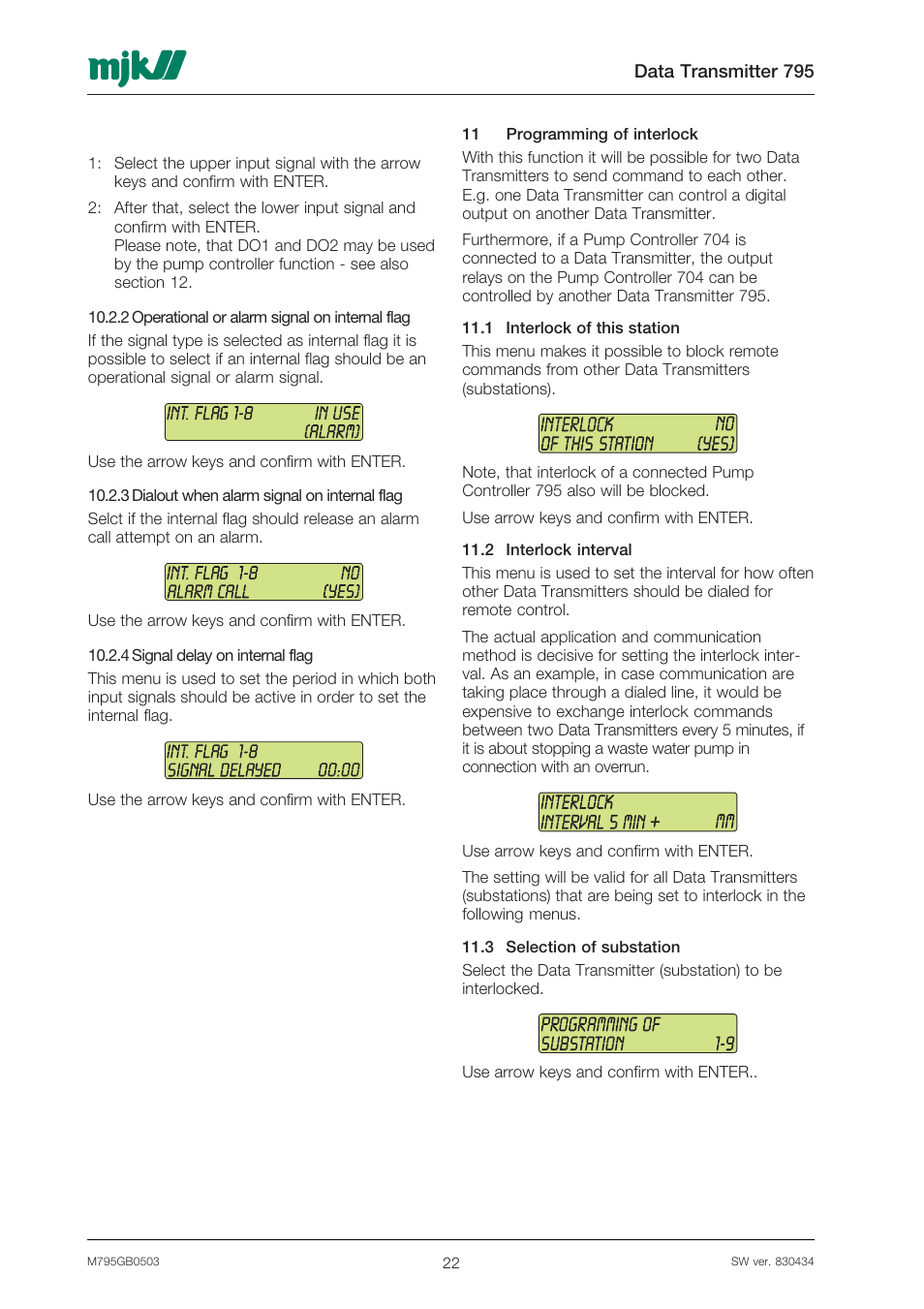 Xylem 795 MJK Data Transmitter User Manual | Page 22 / 54