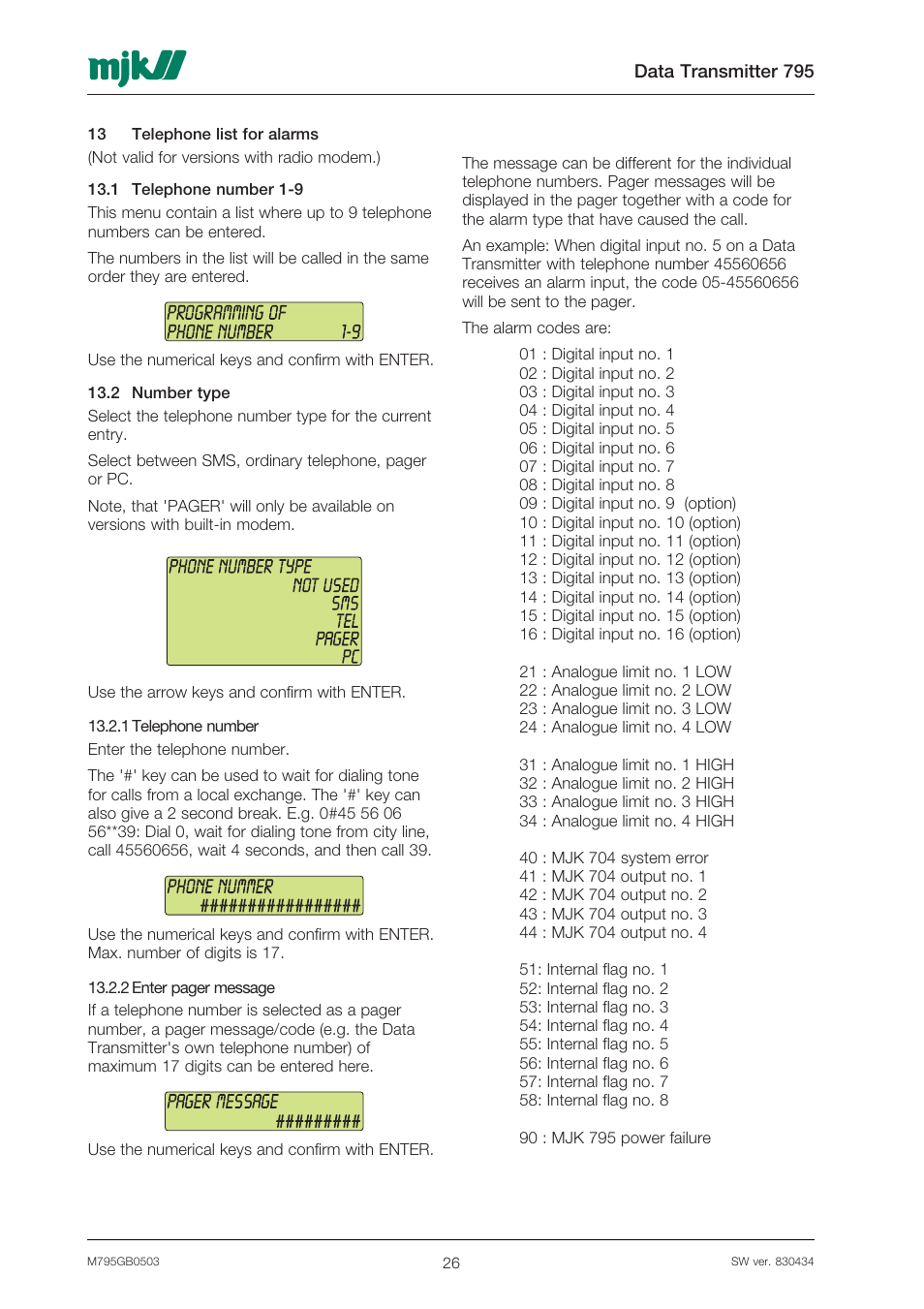 Xylem 795 MJK Data Transmitter User Manual | Page 26 / 54