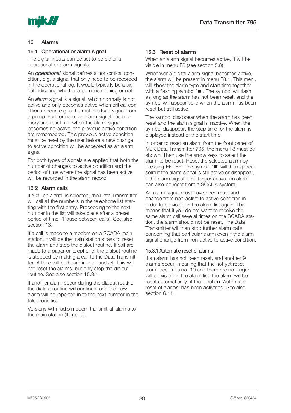 Xylem 795 MJK Data Transmitter User Manual | Page 30 / 54