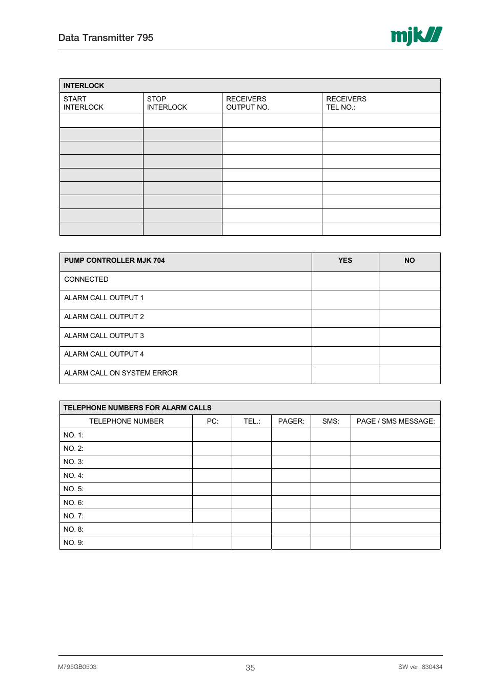Data transmitter 795 | Xylem 795 MJK Data Transmitter User Manual | Page 35 / 54