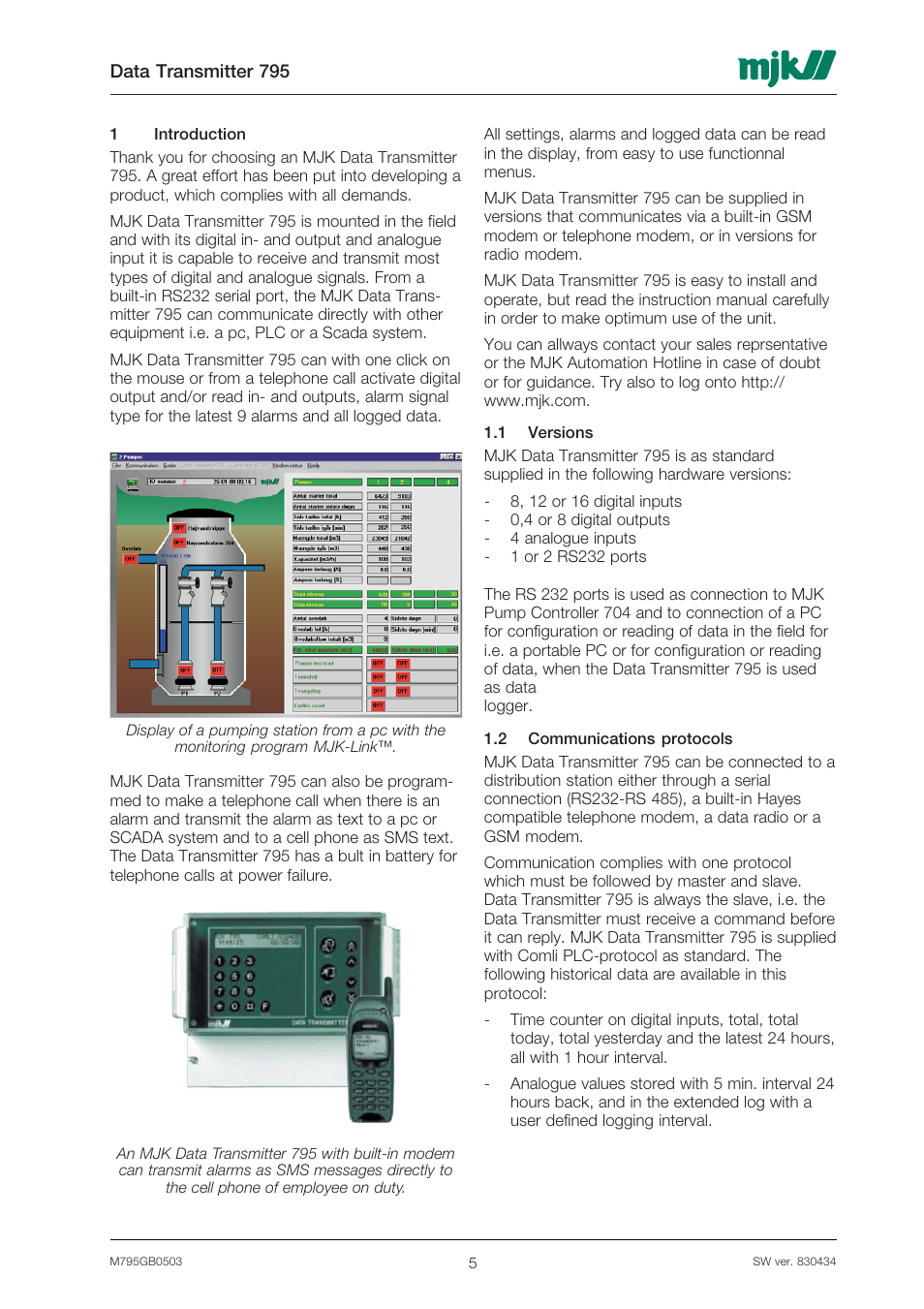 Xylem 795 MJK Data Transmitter User Manual | Page 5 / 54