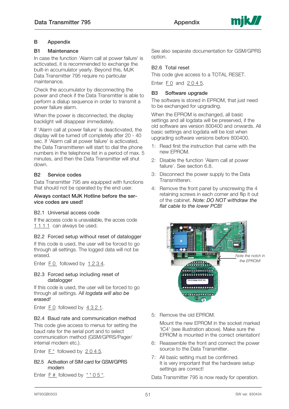 Xylem 795 MJK Data Transmitter User Manual | Page 51 / 54