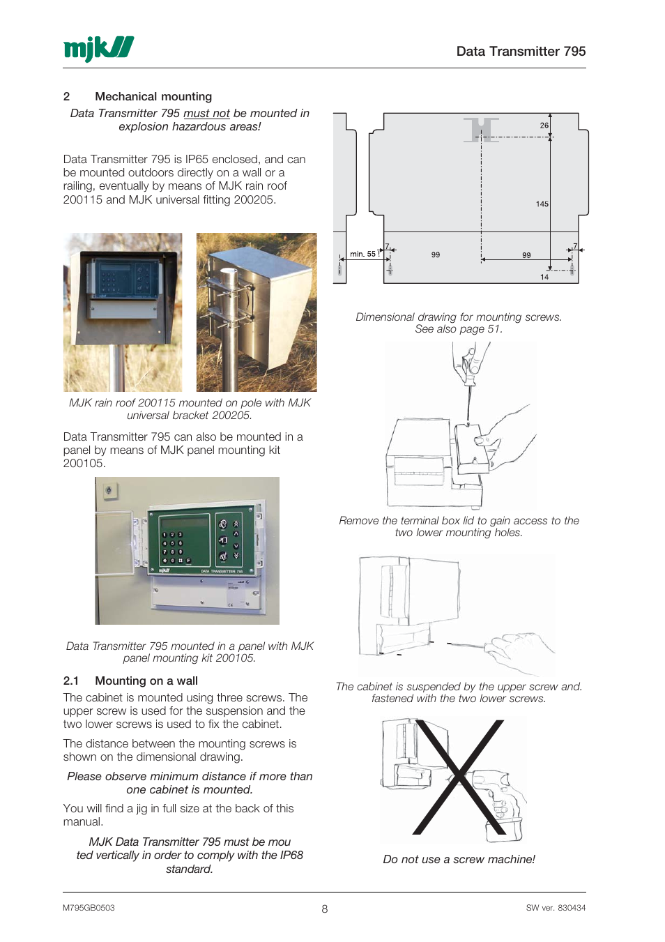 Xylem 795 MJK Data Transmitter User Manual | Page 8 / 54