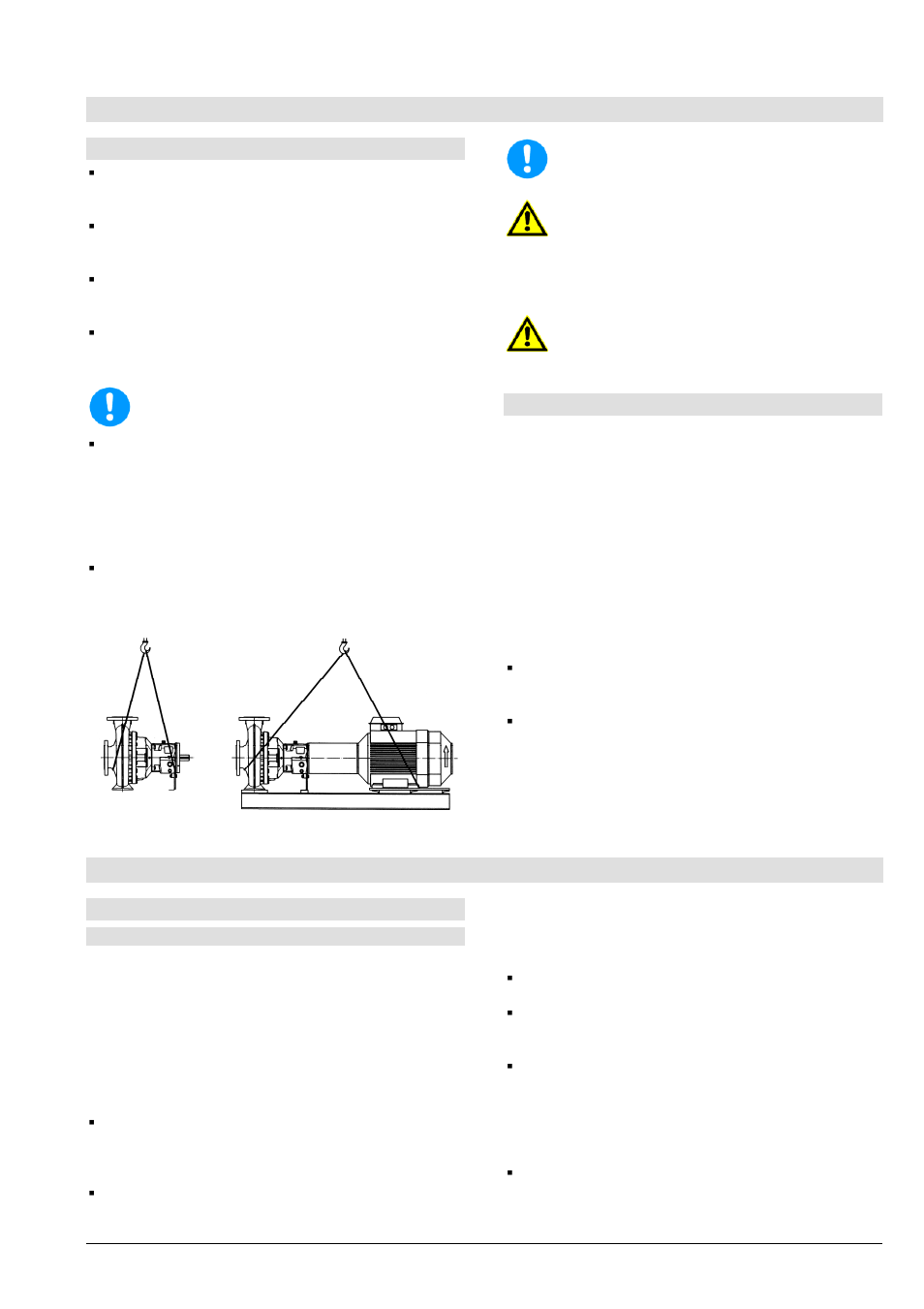 Série l, ln, Transport, manutention, stockage, Mise en place, montage | 1 transport, manutention, 2 stockage / conservation, 1 installation de la pompe / du groupe | Xylem LN User Manual | Page 33 / 72