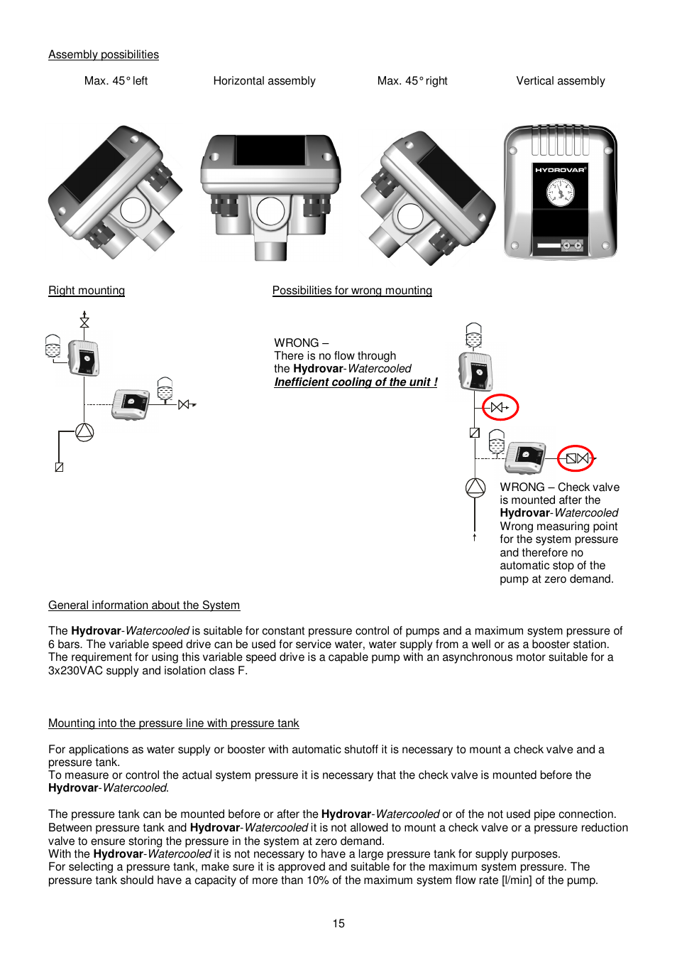 Xylem HYDROVAR WATERCOOLED User Manual | Page 15 / 68