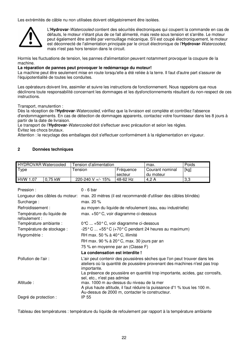 Xylem HYDROVAR WATERCOOLED User Manual | Page 22 / 68