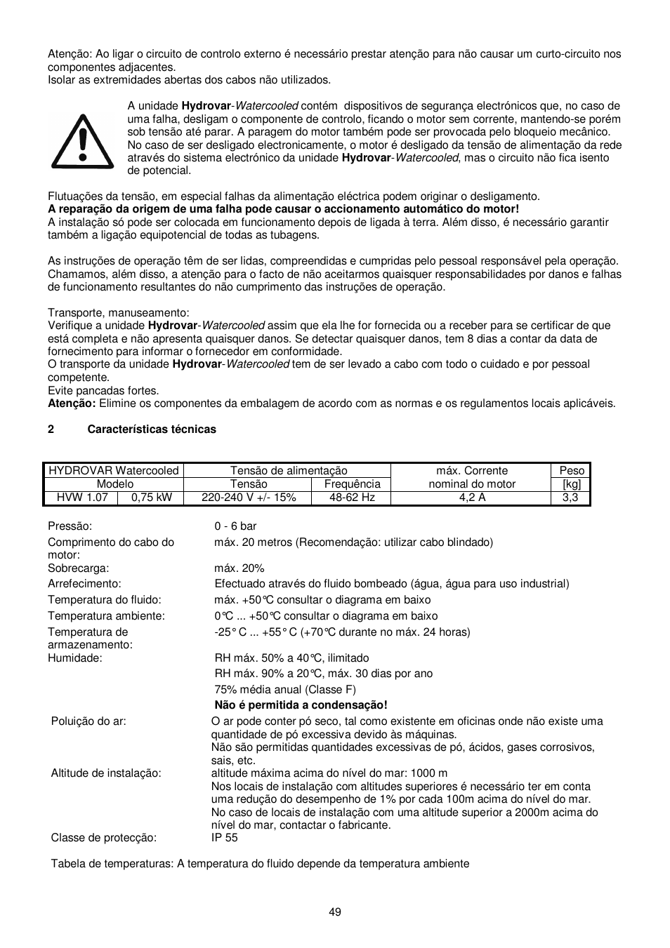 Xylem HYDROVAR WATERCOOLED User Manual | Page 49 / 68