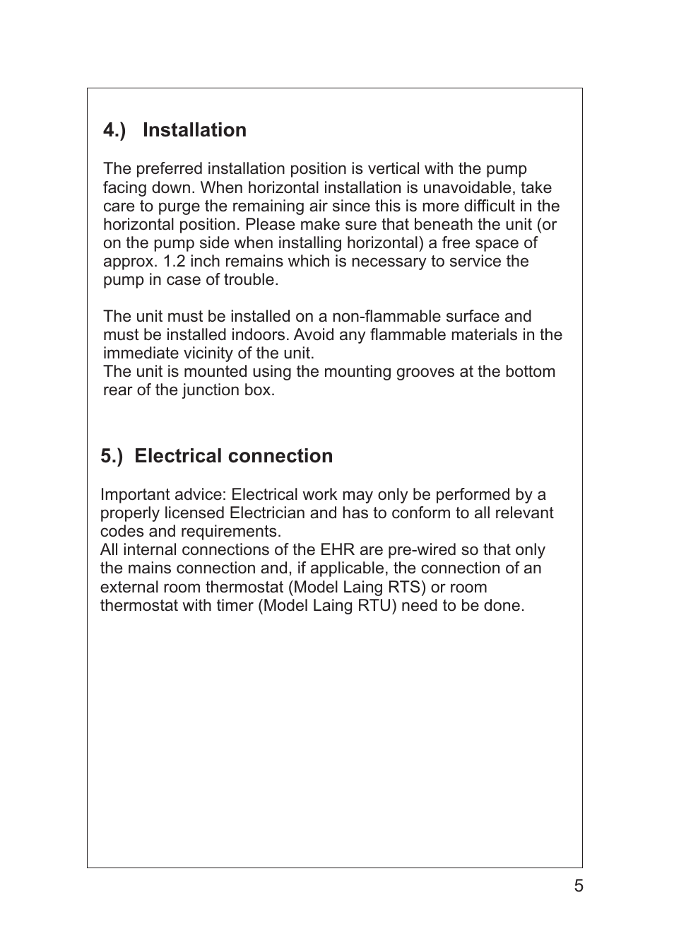 Xylem EHR IM Electrical heater series EHR (obsolete) User Manual | Page 5 / 12
