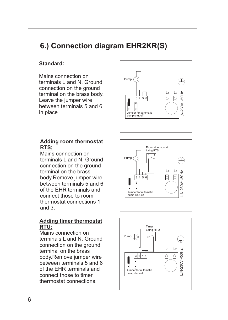 ) connection diagram ehr2kr(s) | Xylem EHR IM Electrical heater series EHR (obsolete) User Manual | Page 6 / 12