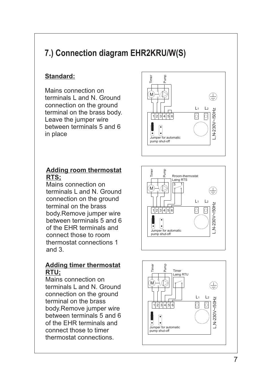 ) connection diagram ehr2kru/w(s) | Xylem EHR IM Electrical heater series EHR (obsolete) User Manual | Page 7 / 12