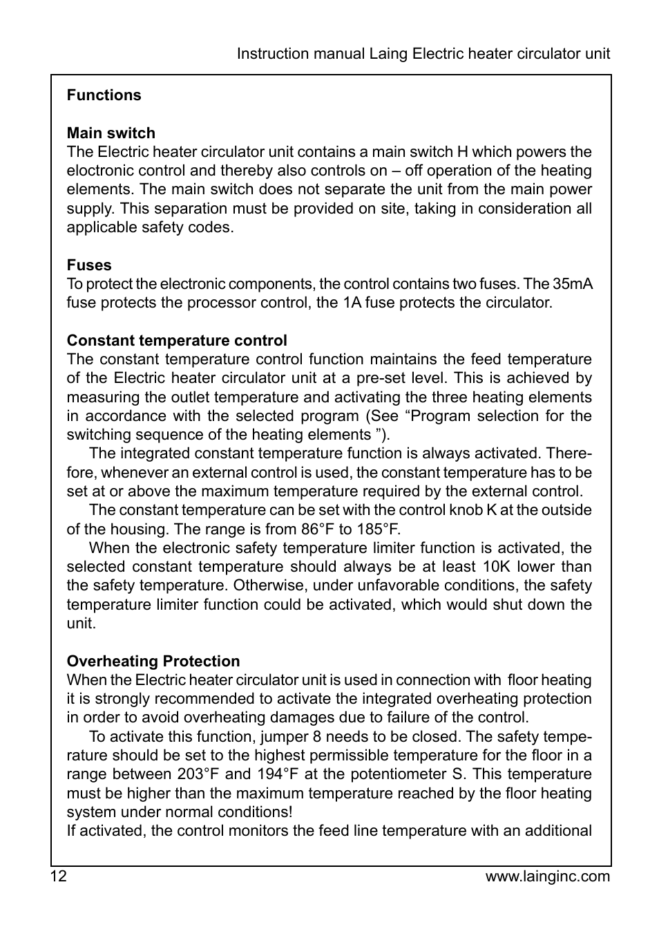Xylem EPR IM Electric heater-circulator unit EPR (obsolete) User Manual | Page 12 / 36