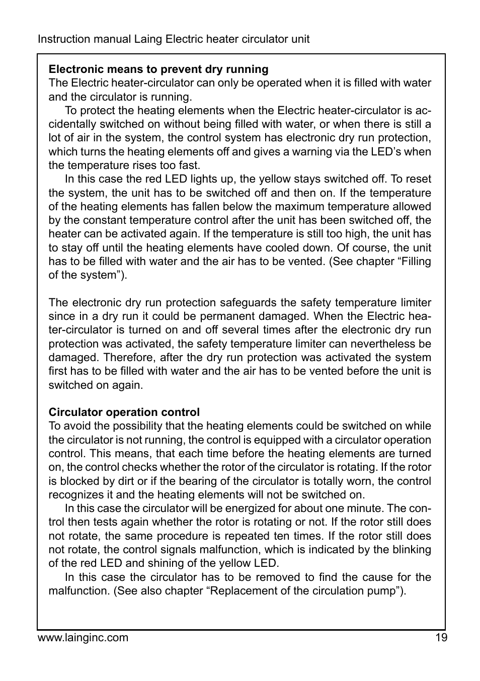 Xylem EPR IM Electric heater-circulator unit EPR (obsolete) User Manual | Page 19 / 36