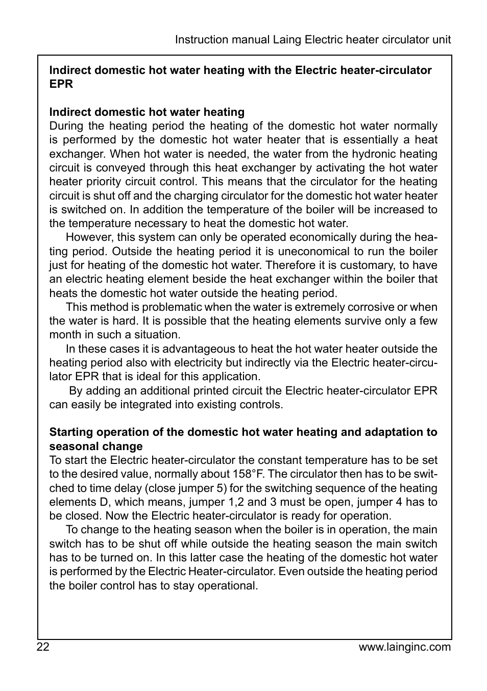 Xylem EPR IM Electric heater-circulator unit EPR (obsolete) User Manual | Page 22 / 36