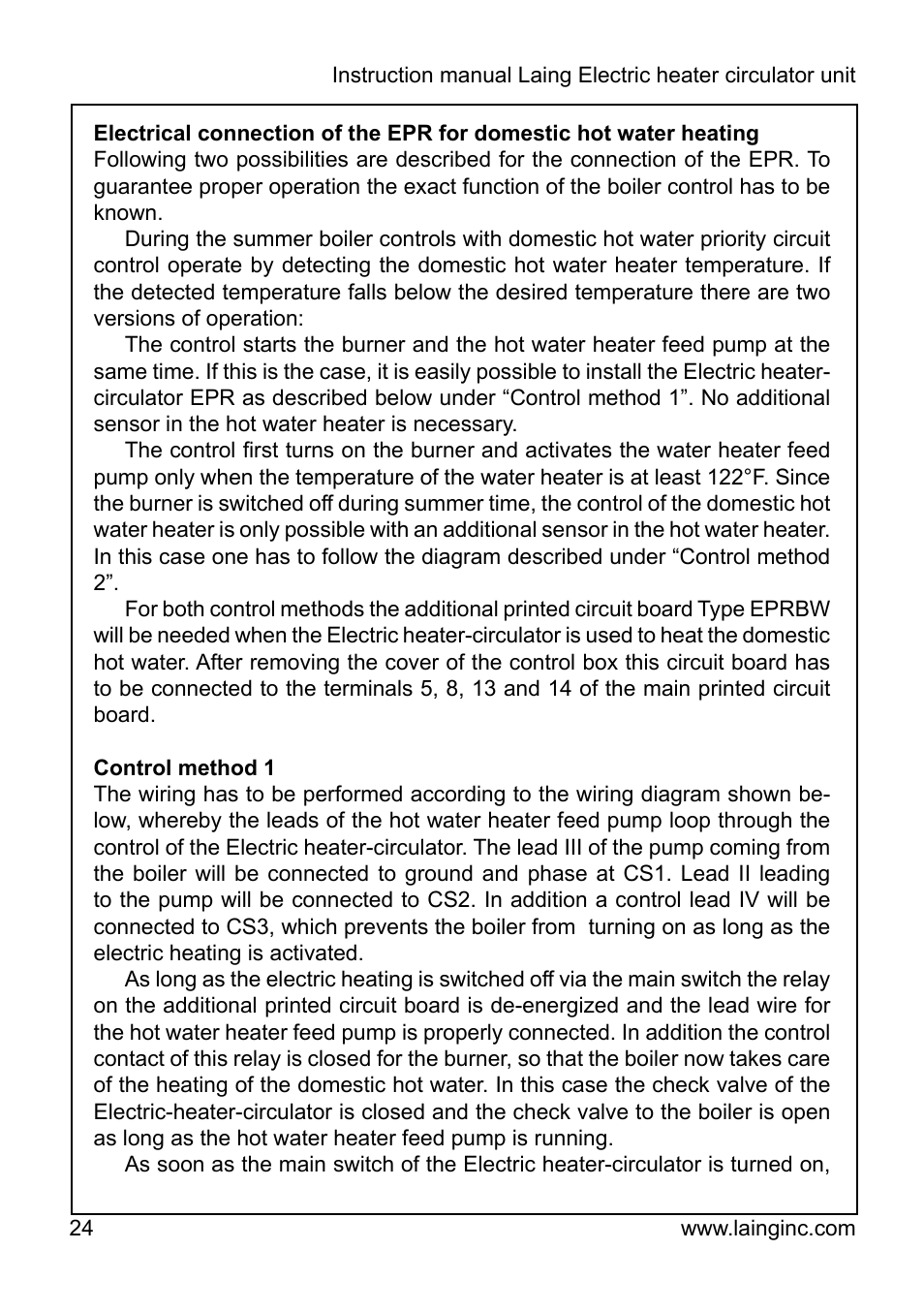 Xylem EPR IM Electric heater-circulator unit EPR (obsolete) User Manual | Page 24 / 36