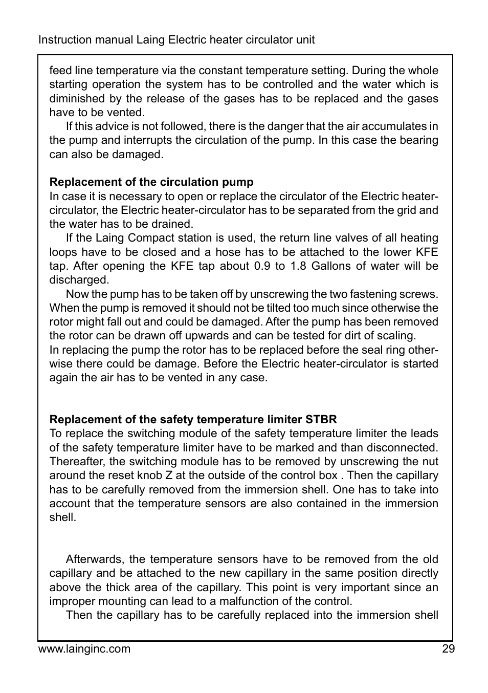 Xylem EPR IM Electric heater-circulator unit EPR (obsolete) User Manual | Page 29 / 36