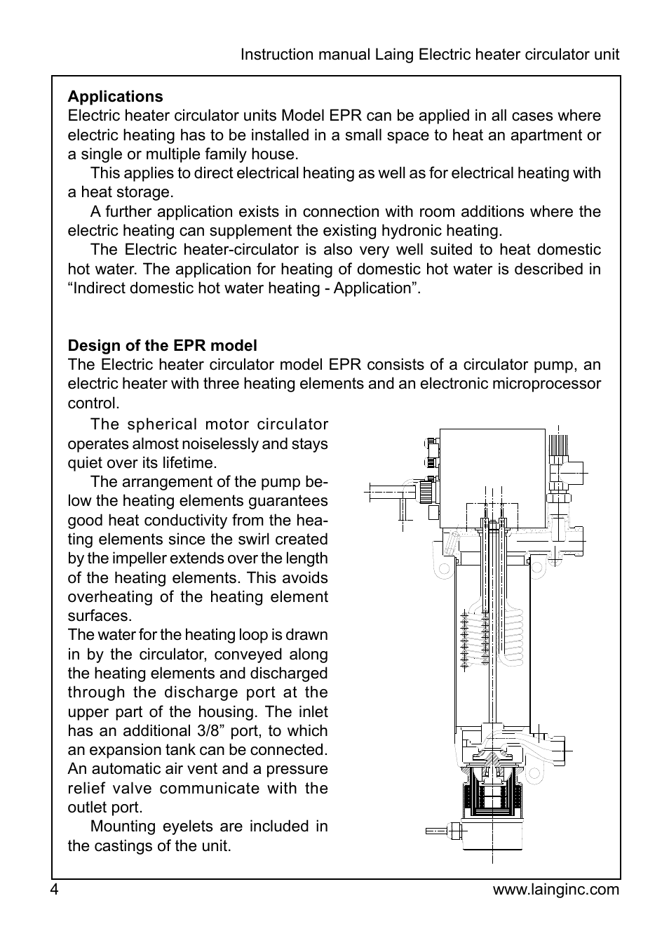 Xylem EPR IM Electric heater-circulator unit EPR (obsolete) User Manual | Page 4 / 36