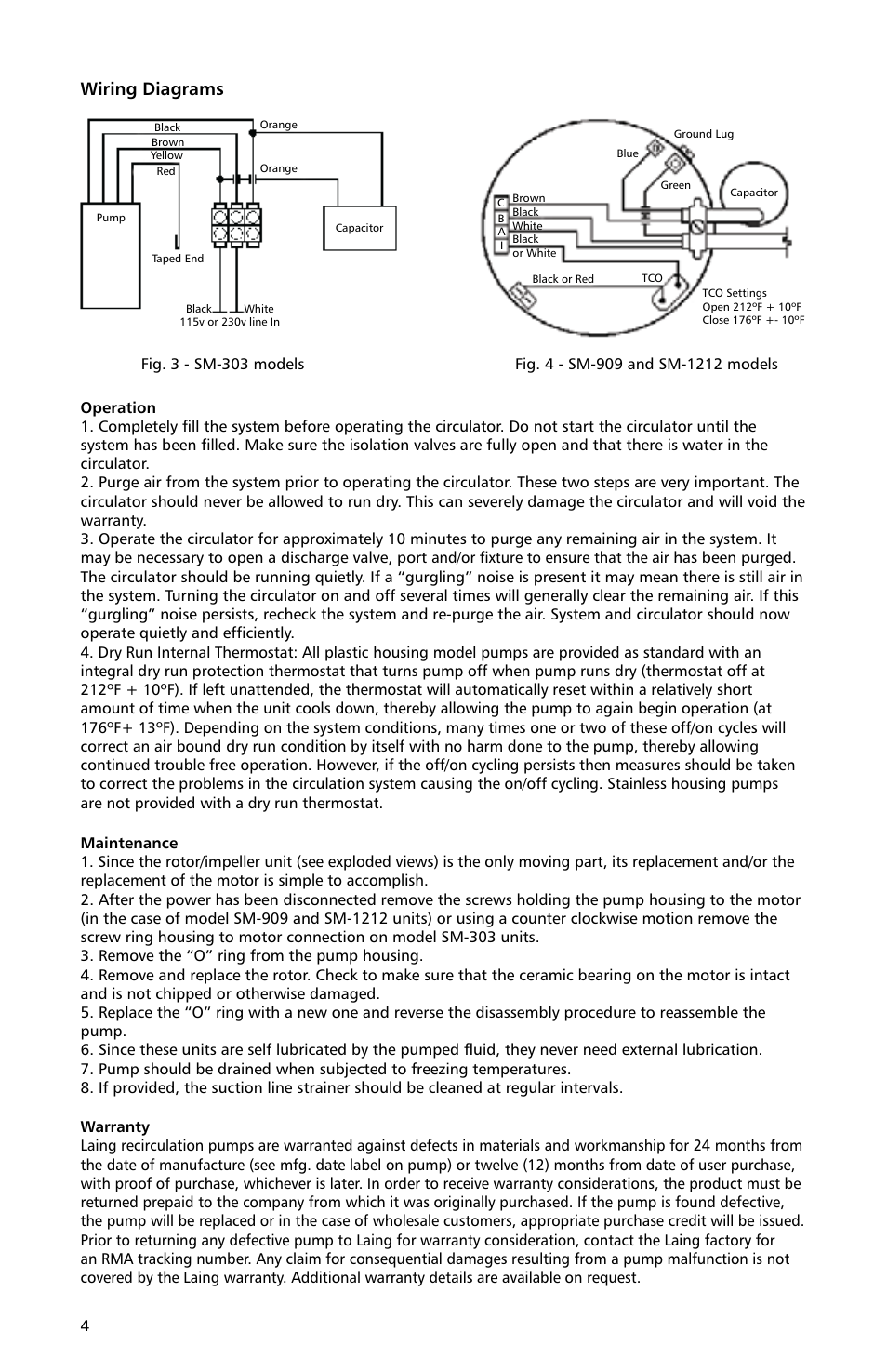 Wiring diagrams | Xylem IM 06 Seal-less Centrifugal Canned Motor Pumps Plastic and Stainless Housing 60 Cycle (obsolete) User Manual | Page 4 / 6