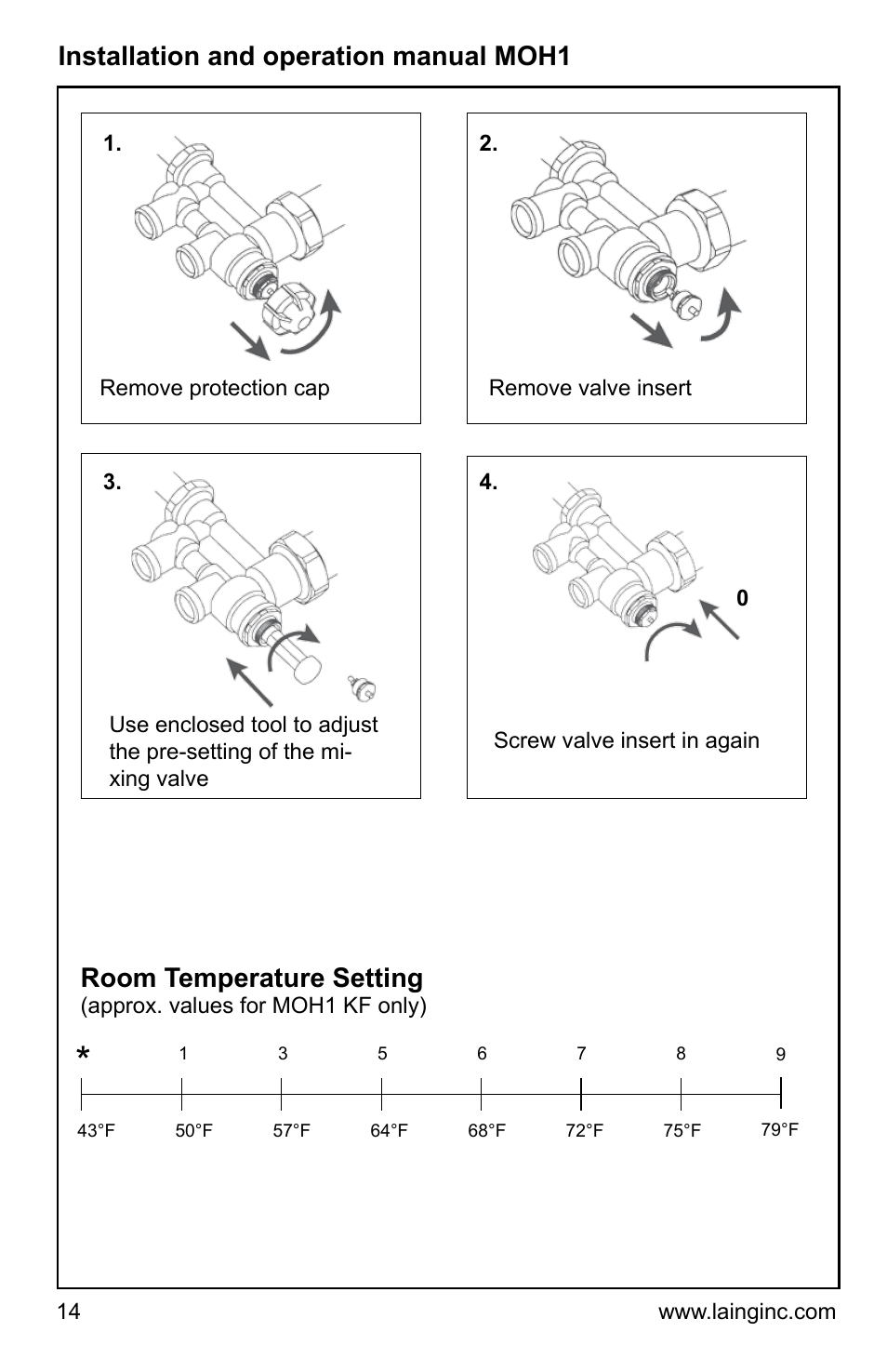 Installation and operation manual moh1, Room temperature setting | Xylem MOH1 Single or dual zone mixing module (obsolete) User Manual | Page 14 / 24