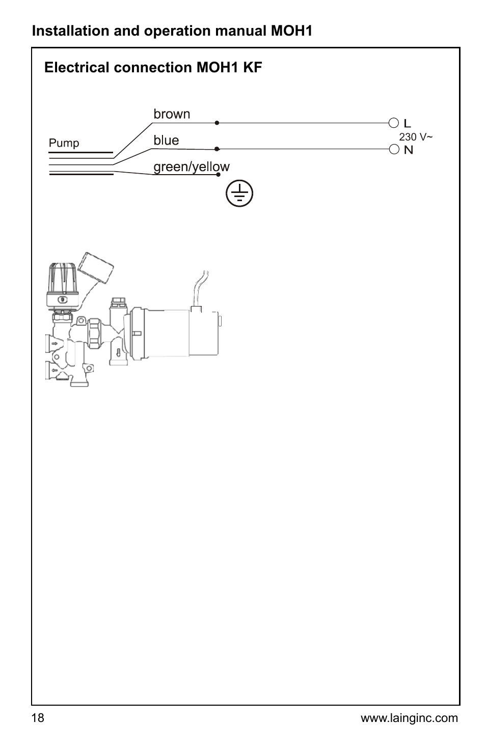 Installation and operation manual moh1, Electrical connection moh1 kf | Xylem MOH1 Single or dual zone mixing module (obsolete) User Manual | Page 18 / 24