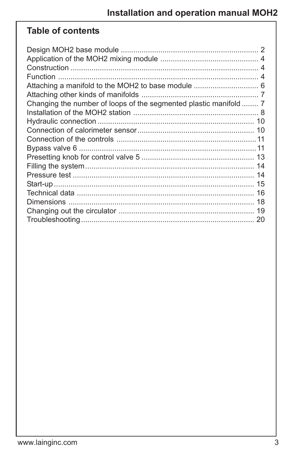 Xylem MOH2 Multi zone mixing module (obsolete) User Manual | Page 3 / 22